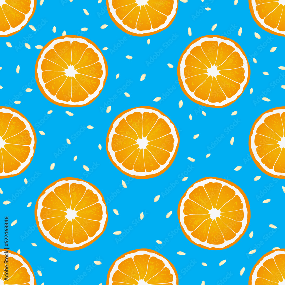 Poster seamless pattern with oranges. summer vector background