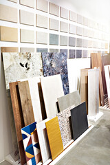 Porcelain stoneware tiles in shop