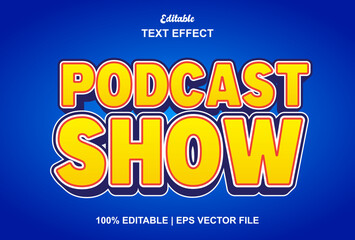 podcast text effect with yellow color editable.
