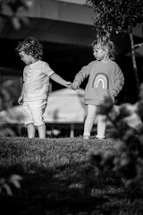 couple child walking on the street