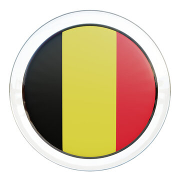 Belgium Realistic 3d Textured Glossy Circle Flag