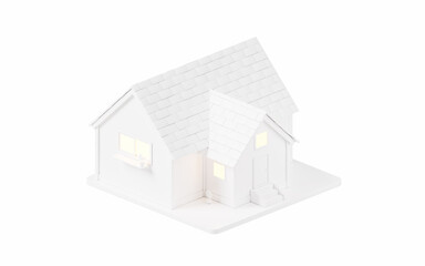 3D cartoon house, residence house, 3d rendering.