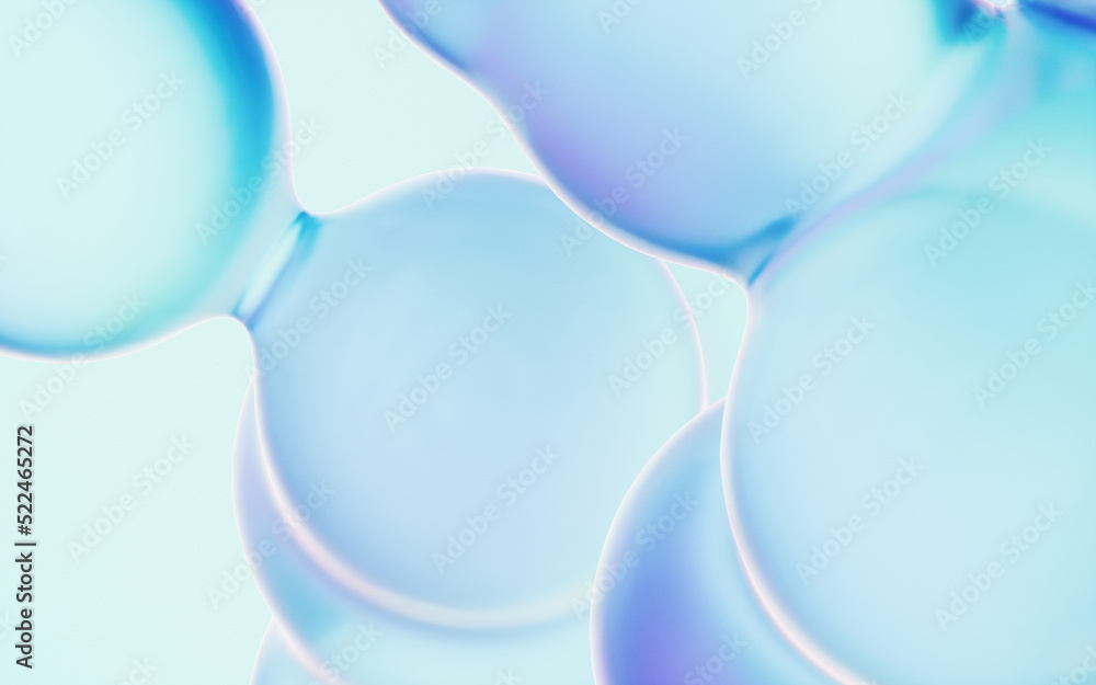 Wall mural transparent gradient bubbles, 3d rendering.