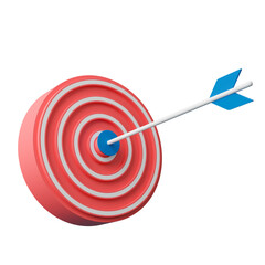 3d render red archery target with blue arrow. Concept business target or goal.