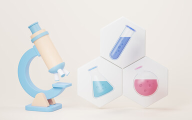 Chemical equipment and reagent, 3d rendering.