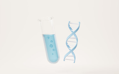 DNA and chemical equipment, 3d rendering.