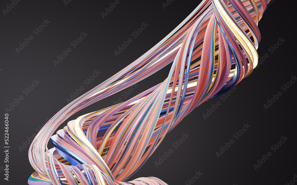 Poster abstract flowing curve lines, 3d rendering.