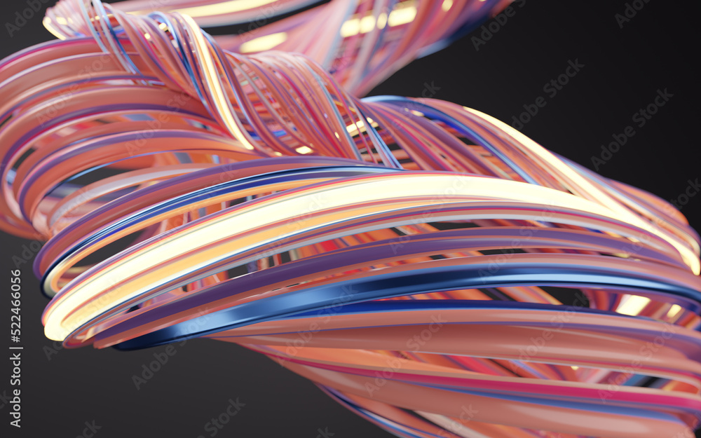 Poster abstract flowing curve lines, 3d rendering.