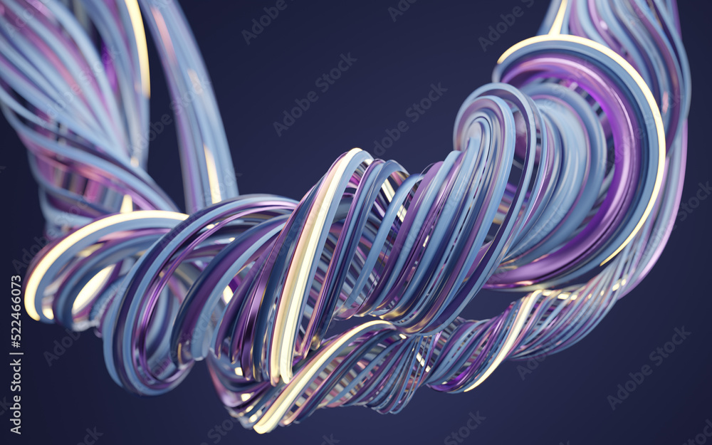 Poster abstract flowing curve lines, 3d rendering.