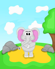 gray elephant standing on a green meadow
