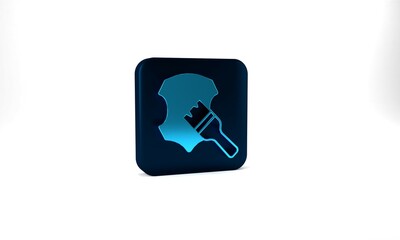 Blue Leather icon isolated on grey background. Blue square button. 3d illustration 3D render