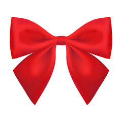 Red ribbon on white background. Red bow on white background.