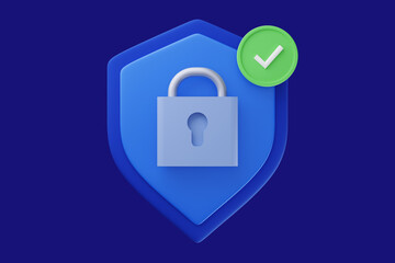 Security icon with 3d shield shape. Protection shield and padlock. User Account protection.