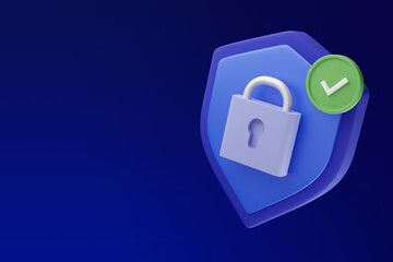 Security icon with 3d shield shape. Protection shield and padlock. User Account protection.