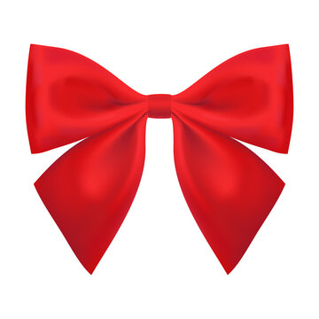 Red ribbon on white background. Red bow on white background.