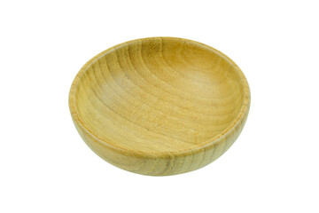 Empty wooden bowl isolated on white background with clipping path.