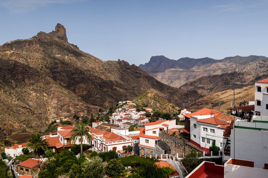 Traditional houses in mountain village, Tejeda, Las Palmas, Gran Canaria, Canary Islands