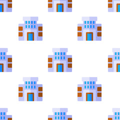 Single building pattern. building concept. flat trendy Vector seamless Pattern, background, wallpaper