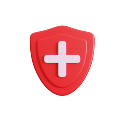 Obraz premium Icon cartoon, concept protection plus, insurance, 3D illustration transparent 