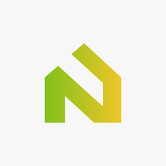 The letter N logo that forms a house. Simple and sophisticated logo. Suitable for real estate companies.