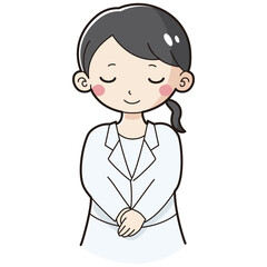 お辞儀をする白衣を着た女性のイラスト