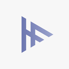 The letter HF formed into a play triangle. A simple logo that is sophisticated and easy to remember. Logos that are suitable for media companies, personal branding, internet, etc.