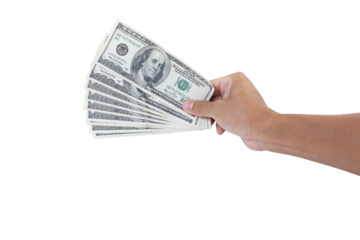 Hand holding 100 US dollar banknote