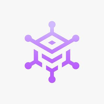 Stacked Data Hexagon with Dot Logo