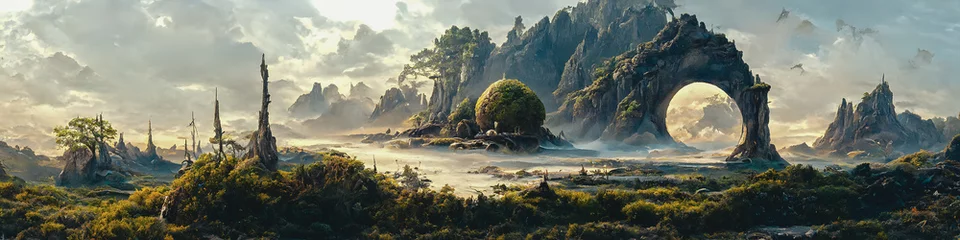 Artistic concept painting of a beautiful fantasy landscape, surrealism. Tender and dreamy design, background illustration. © 4K_Heaven