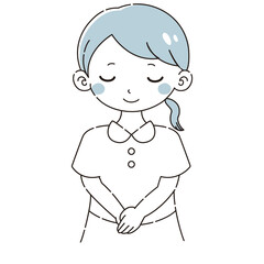 お辞儀をする白衣を着た女性のイラスト