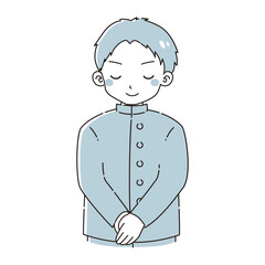 お辞儀をする学生服を着た男の子のイラスト