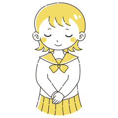お辞儀をする女子学生のイラスト
