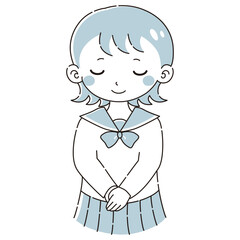 お辞儀をする女子学生のイラスト