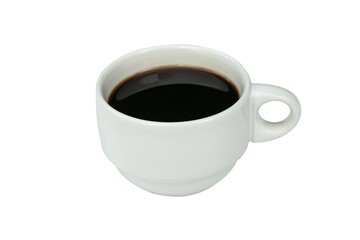 White cup of black coffee isolated on white with clipping path.