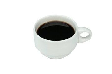 White cup of black coffee isolated on white with clipping path.