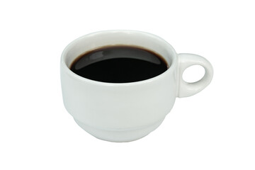 White cup of black coffee isolated on white with clipping path.