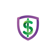 Dollar and shield logo design in vector