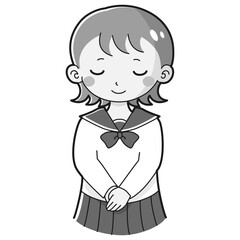 お辞儀をする女子学生のイラスト
