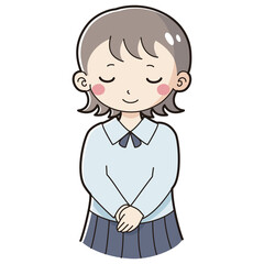 お辞儀をする女の子のイラスト