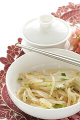 Korean food, marinated soy sprout in white bowl for side dish 