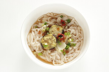 Koran food, Fried eggplant on Guksu for homemade comfort food