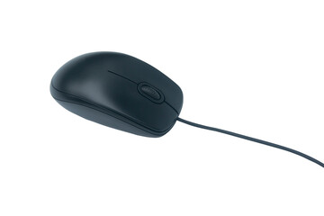 black computer mouse isolated on white with clipping path.