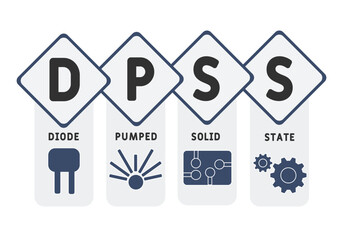 DPSS - diode pumped solid state acronym. business concept background. vector illustration concept with keywords and icons. lettering illustration with icons for web banner, flyer, landing pag