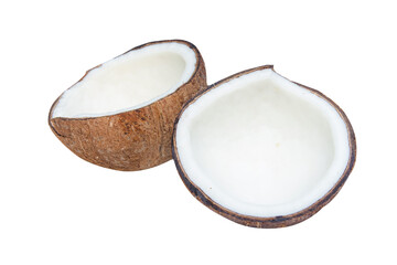 Pieces of coconut isolated on white background with clipping path