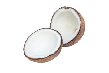 Pieces of coconut isolated on white background with clipping path