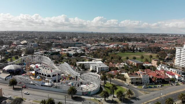 St Kilda city aerial view from drone, Victoria, Australia