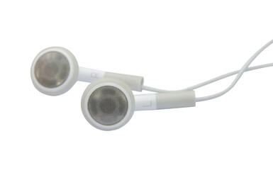 white earphones isolated on white background with clipping path.