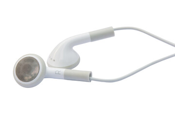 white earphones isolated on white background with clipping path.