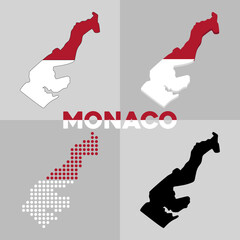 Vector map of the borders of Monaco. Flag and geography of the country of Monaco