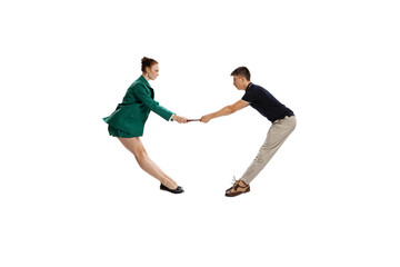 Dispute. Business partners having meeting isolated over white background. Co-workers, students and their relationship. Business, office concept